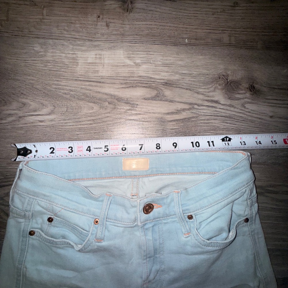 Mother The Rascal Cuff Jeans 26 Light Blue Straight Leg Backstage Pass Denim - Picture 4 of 7